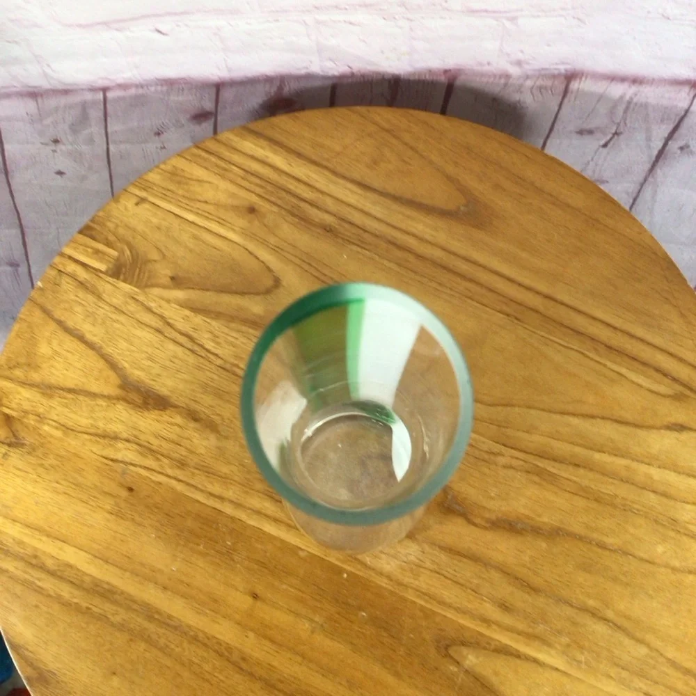 Green and White Stripe Glass Flower Vase - Picture 5 of 6